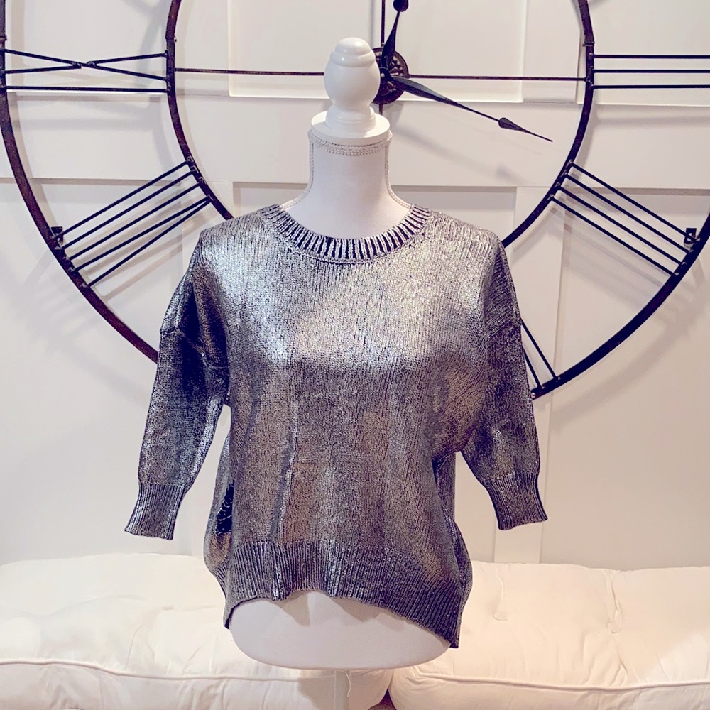 Distressed Silver Sweater